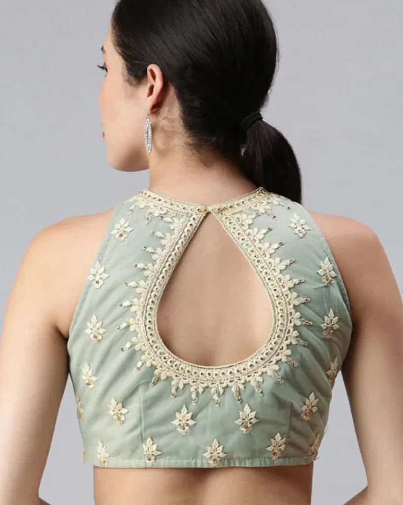 Keyhole back blouses design 