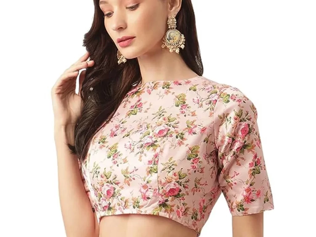 Elbow-length sleeves with intricate prints blouse design