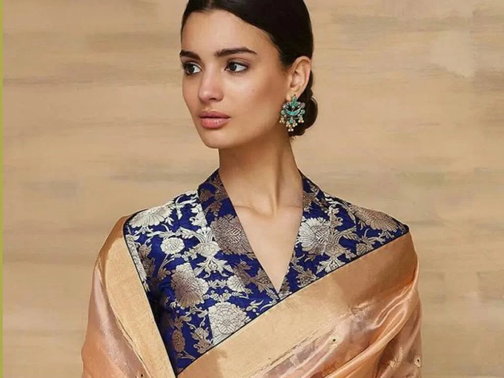 Halter neck with delicate patterns blouse design