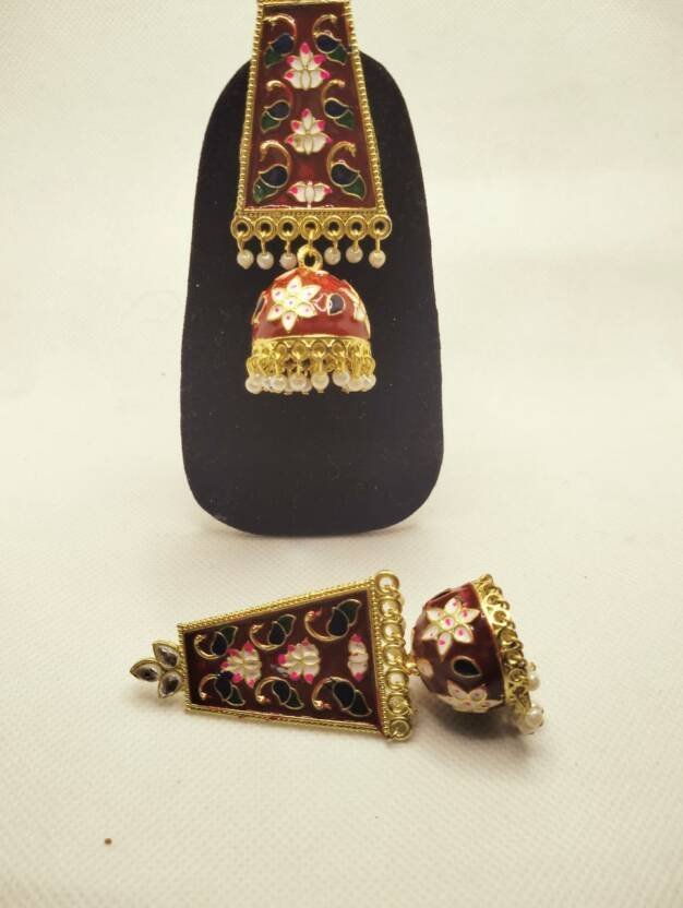 Peacock Inspired Gold Plated Oxidized Alloy Jhumki Earring For Women - Image 2