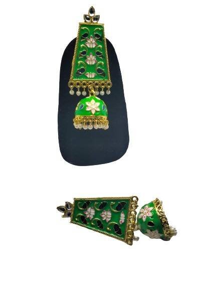 Peacock Inspired Gold Plated Oxidized Alloy Jhumki Earring For Women - Image 5