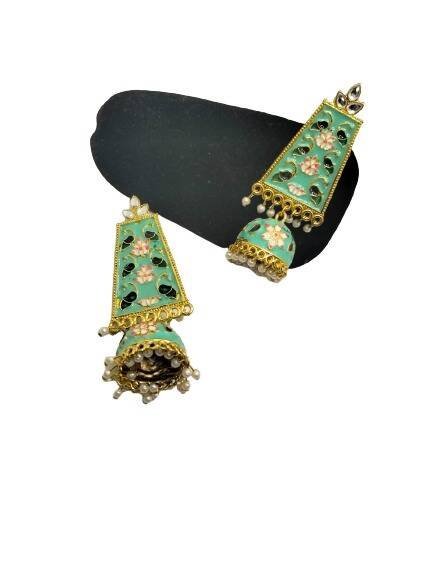 Peacock Inspired Gold Plated Oxidized Alloy Jhumki Earring For Women - Image 8