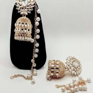 Natural Fresh Water Original White Pearl Earrings Stylish Golden Earrings, Crystals Earrings For Women And Earrings For Girls